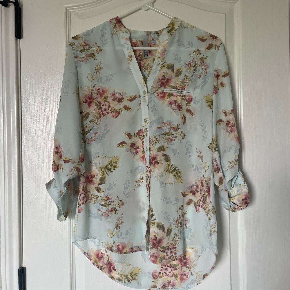 Floral Women's Top - Light Blue